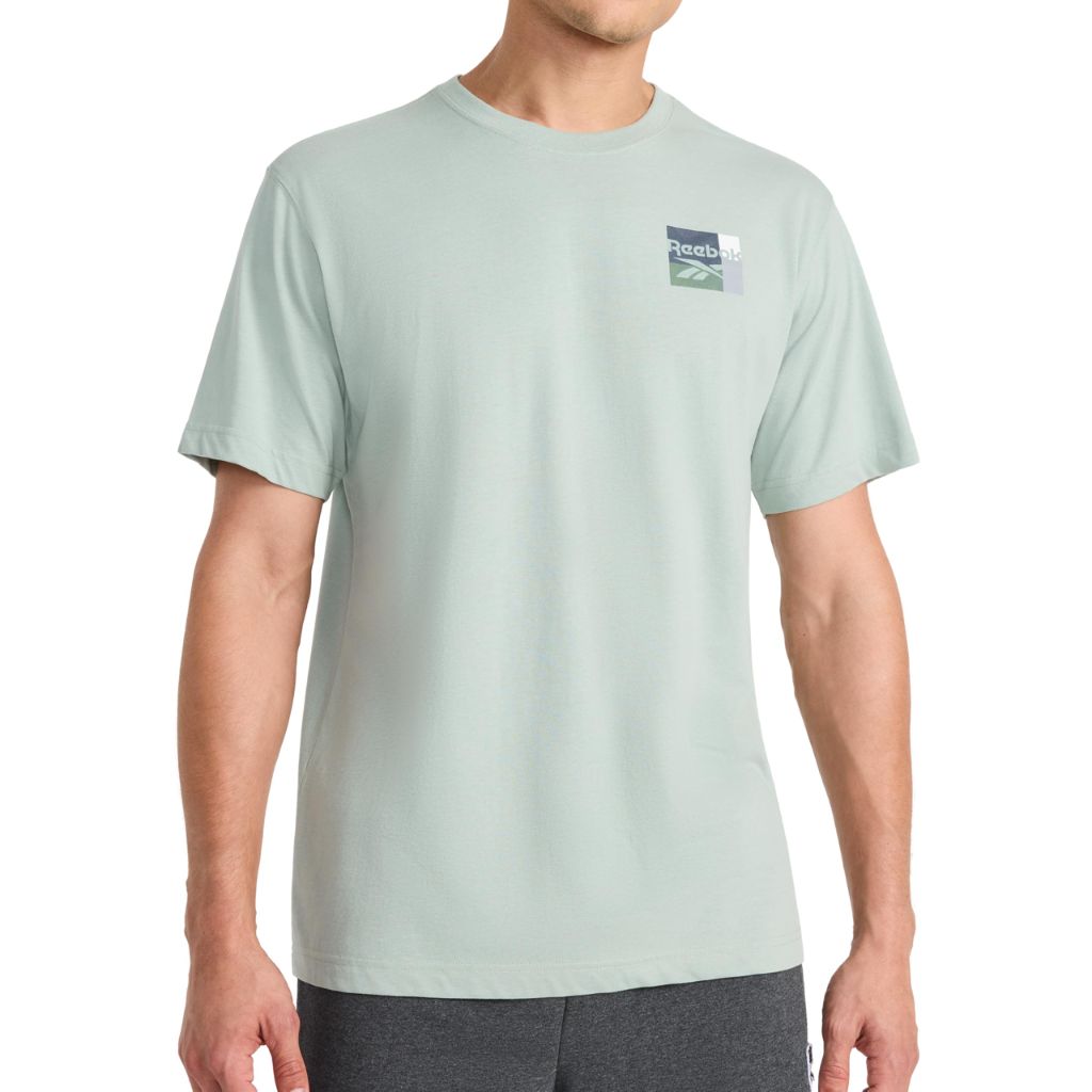 SZ XL, Reebok Men’s Bebop Short Sleeve Crewneck T-Shirt, Standard Fit | Iceberg Green