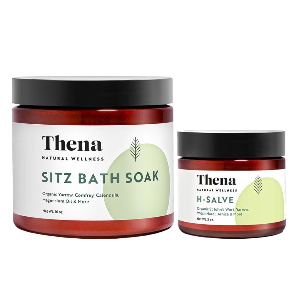 Organic Sitz Bath Soak & Hemorrhoid Salve Cream Kit for Toilet Sitz Bath