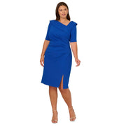 Adrianna Papell Asymmetric-Neck Sheath Dress - Violet Cobalt - Plus Size 20W