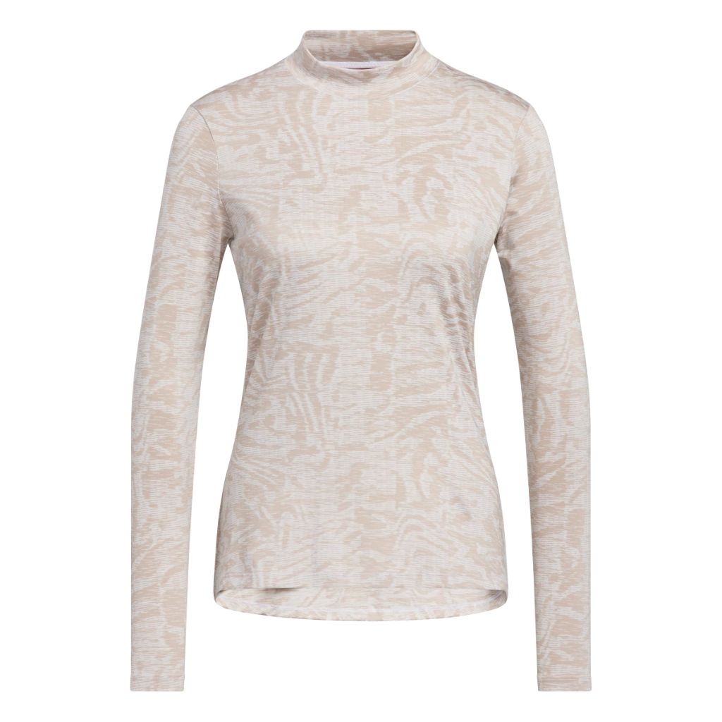 Adidas Women's Ultimate365 Jacquard Mock Neck Long Sleeve Shirt, White, Small