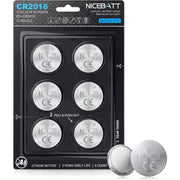 NICEBATT CR2016 3V Lithium Battery 6 Pack, Long Lasting Power for Key Fob, Watch, Calculator and More