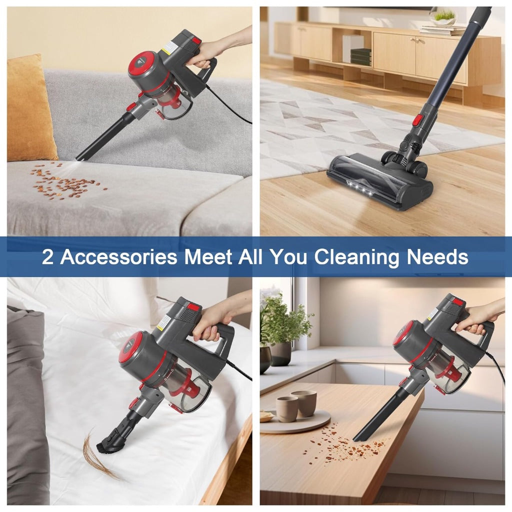 Intercleaner Corded Stick Vacuum Cleaner with 600W Motoer and 20KPa Powerful Suction, Lightweight, Bagless