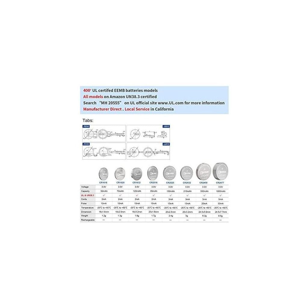 5PCS EEMB CR2477 Li-MnO2 Non-Rechargeable Lithium Battery