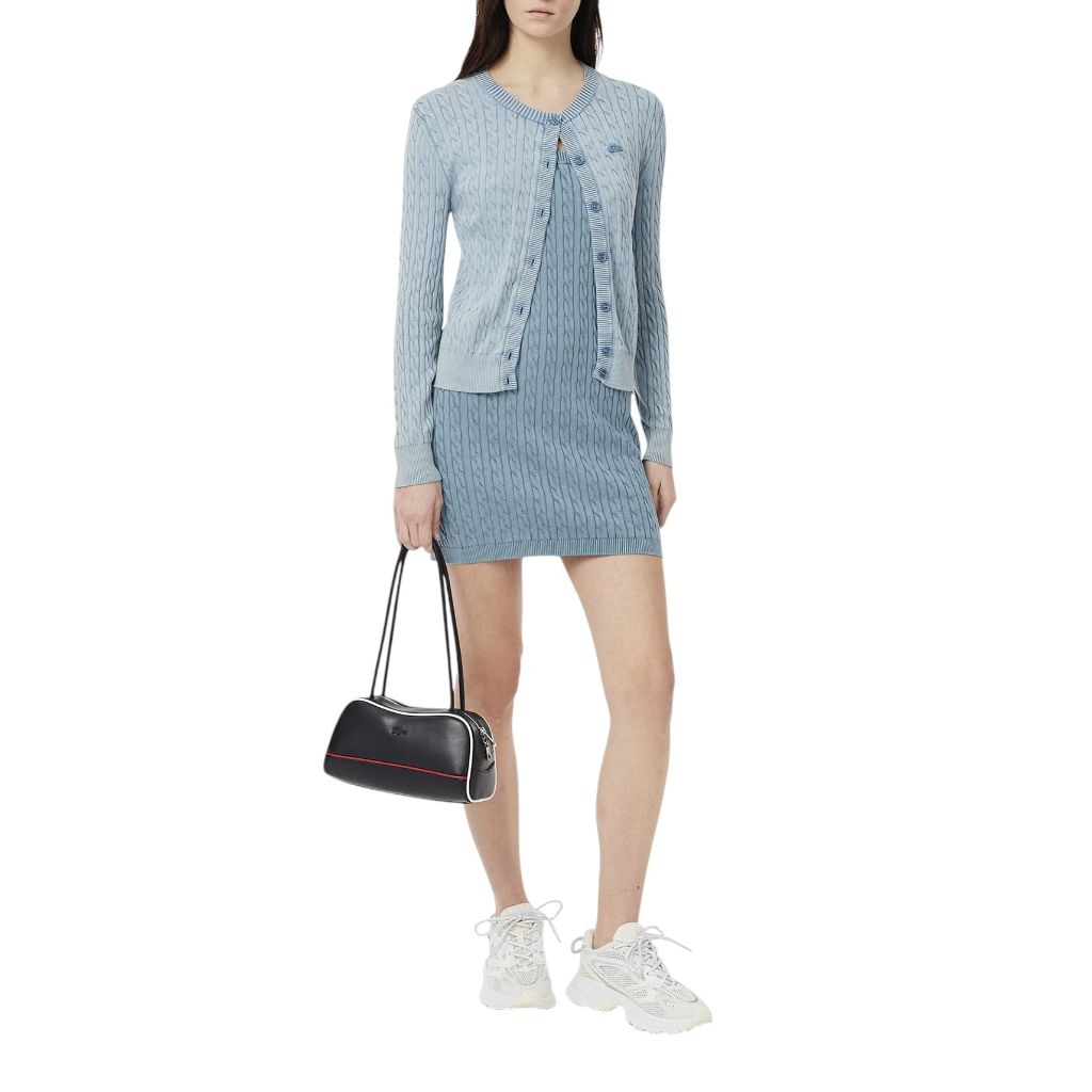 Lacoste Women's Cable Stitch Sleeveless Dress, Dusty Blue, 10