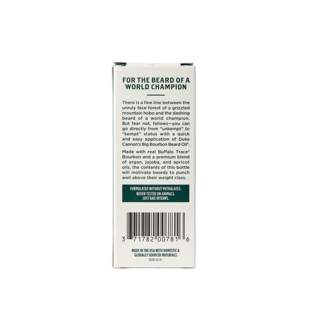 Duke Cannon Bourbon Beard Oil for Men – Bourbon Scented Beard Conditioner – 1 fl oz Grooming Oil