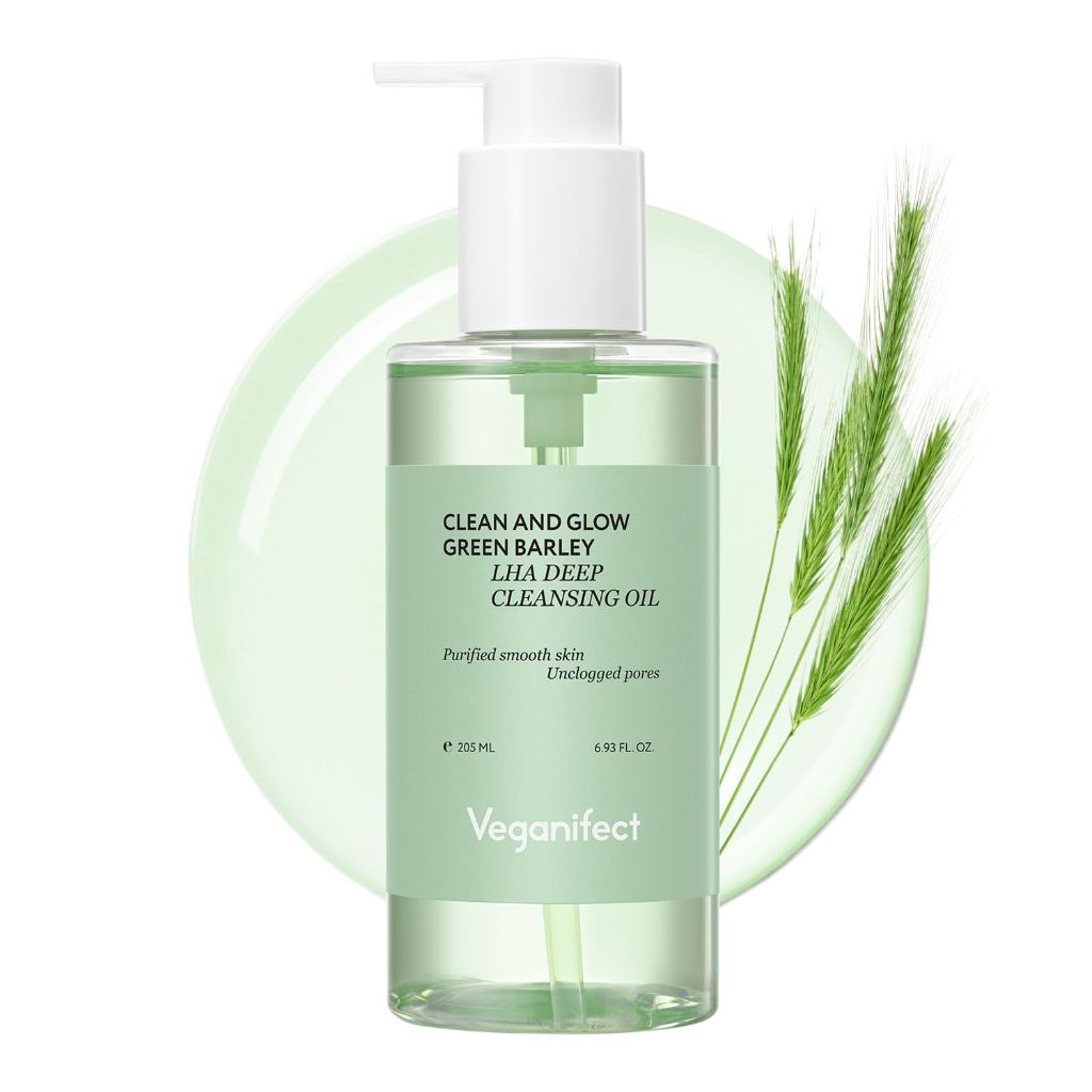 VEGANIFECT Green Barley Light Cleansing Oil, Korean Vegan Skin Care, 6.93 Fl Oz
