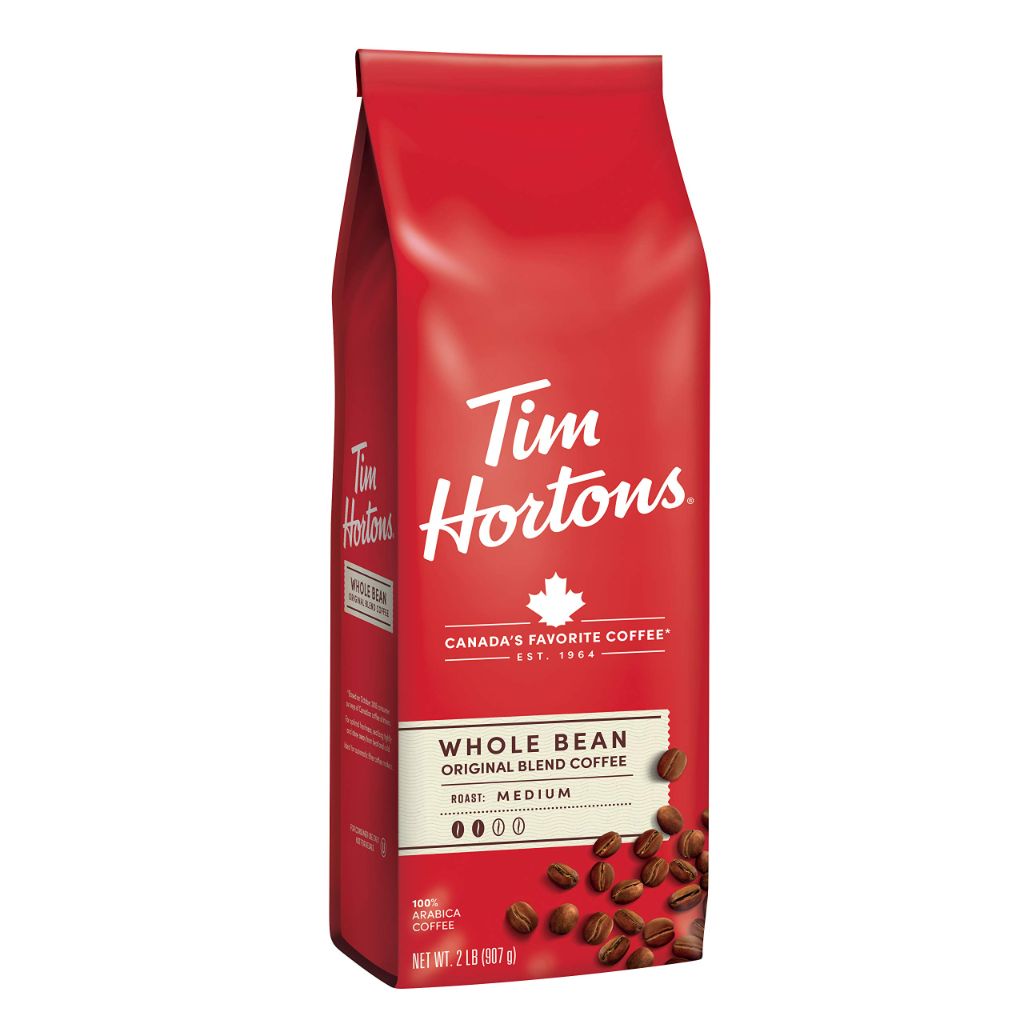 Tim Hortons Whole Bean Original, Medium Roast Coffee, Made with 100% Arabica Beans, 32 Ounce Bag