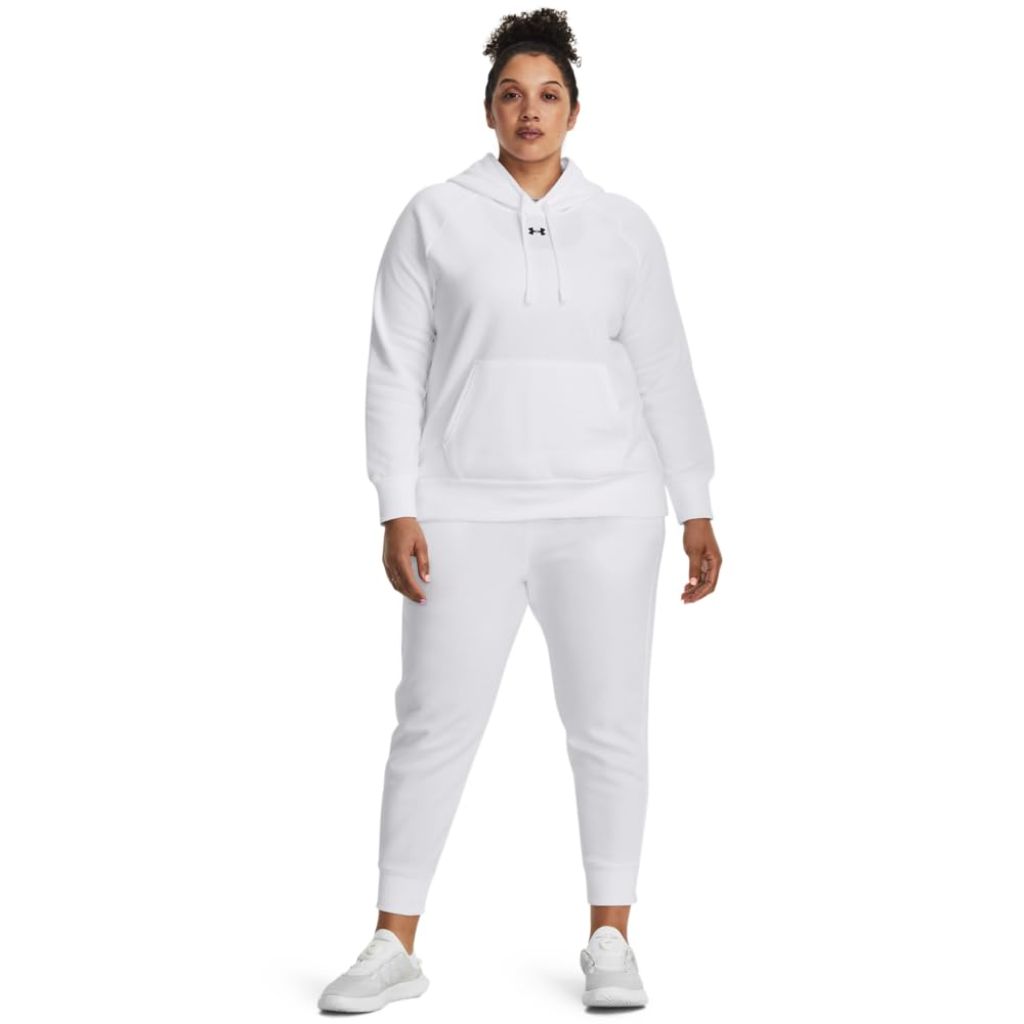 Under Armour Womens Rival Fleece Hoodie, (100) White / / Black, Large