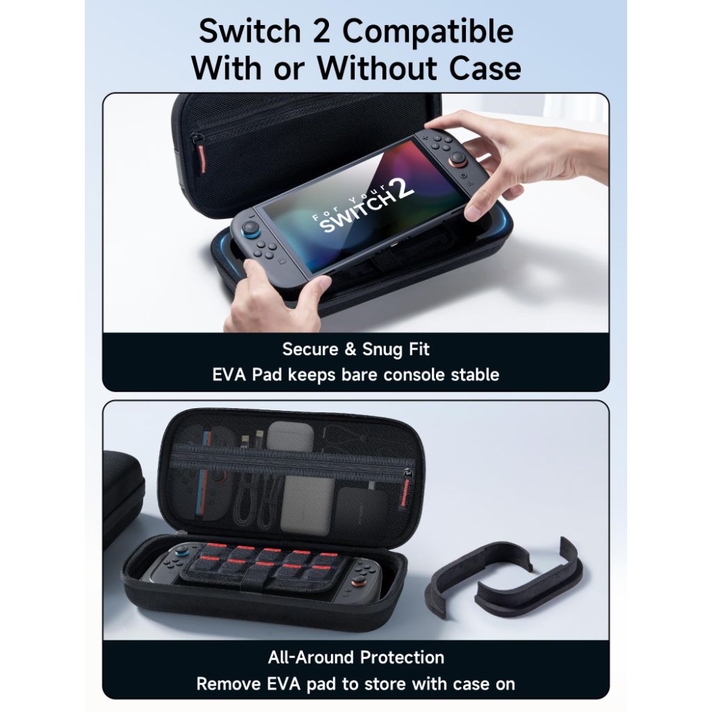 JSAUX Hard Shell Carrying Case for Nintendo Switch 2 – Black