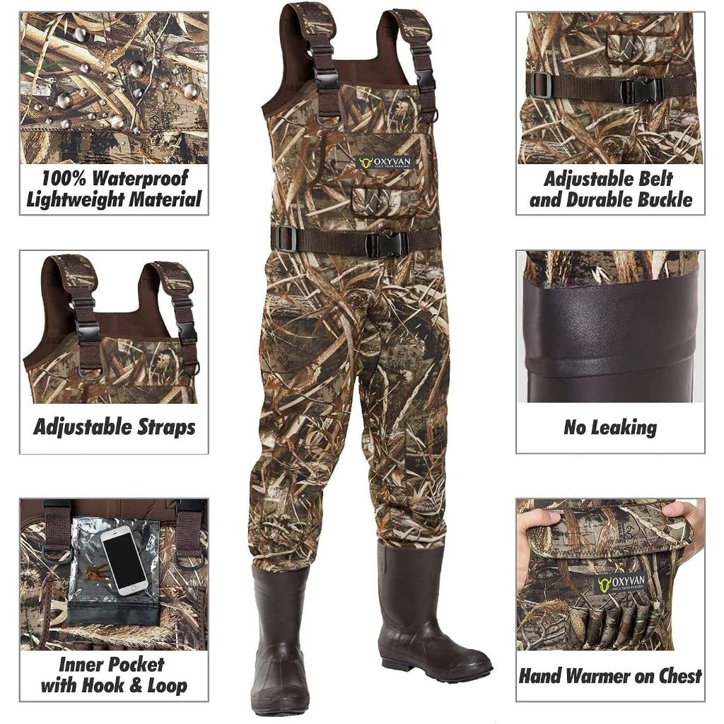 OXYVAN Duck Hunting Waders with 600G Rubber Boots Insulated