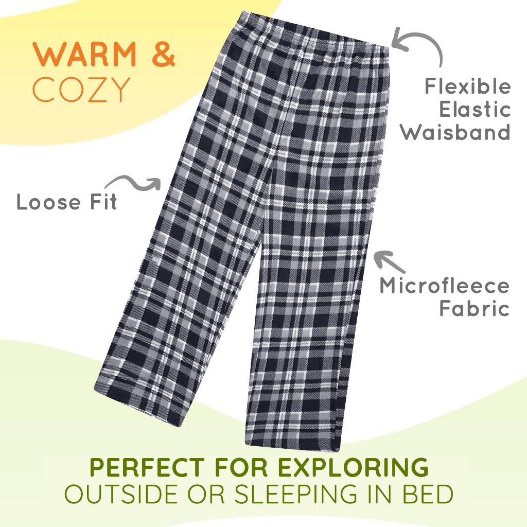 SZ L 10/12, Mad Dog Boys Pajama Pants for Kids - 2PK Set | Black  Buffalo Plaid/Camo