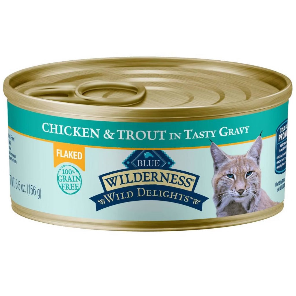 Blue Buffalo Wilderness Wild Delights High Protein Chicken and Trout Flaked Wet Cat Food - 5.5 oz. Can