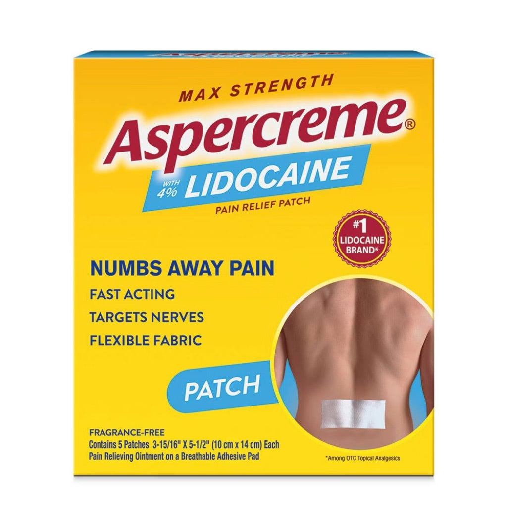 Aspercreme Max Strength Topical Numbing Pain Reliever Patches, 4% Lidocaine - 5ct.