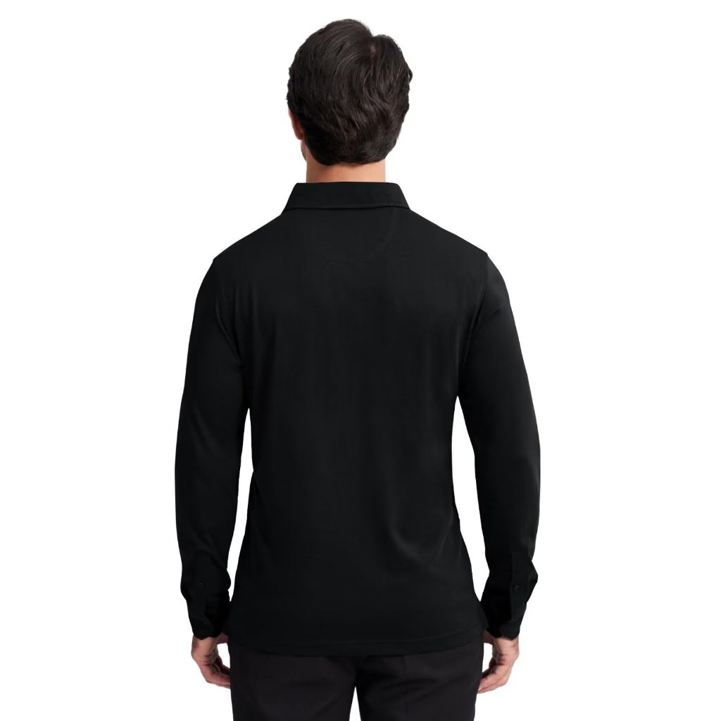 Veboon - Long Sleeve Polo Shirts for Men, Black, XL