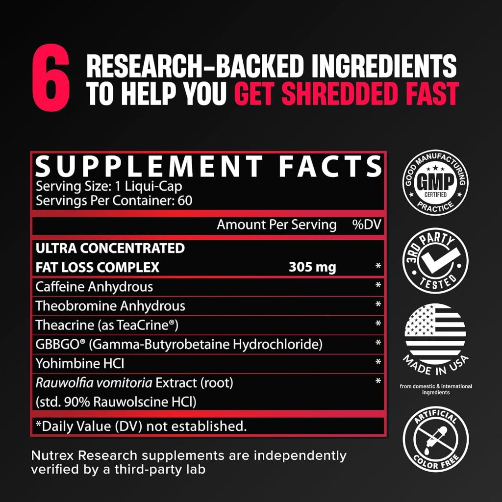 Nutrex Lipo-6 Black Max Strength Fat Burner  - 120 Capsules
