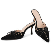 SaraIris Women's Black Pointed Toe Mules, Black - Size 9