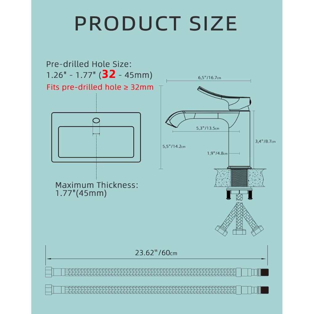 BELZ Bathroom Faucet 1 Hole Brushed Grey, Modern Vanity Faucet for Bathroom Sink, Lead-Free Single Handle Basin Faucet with Pop-up Drain
