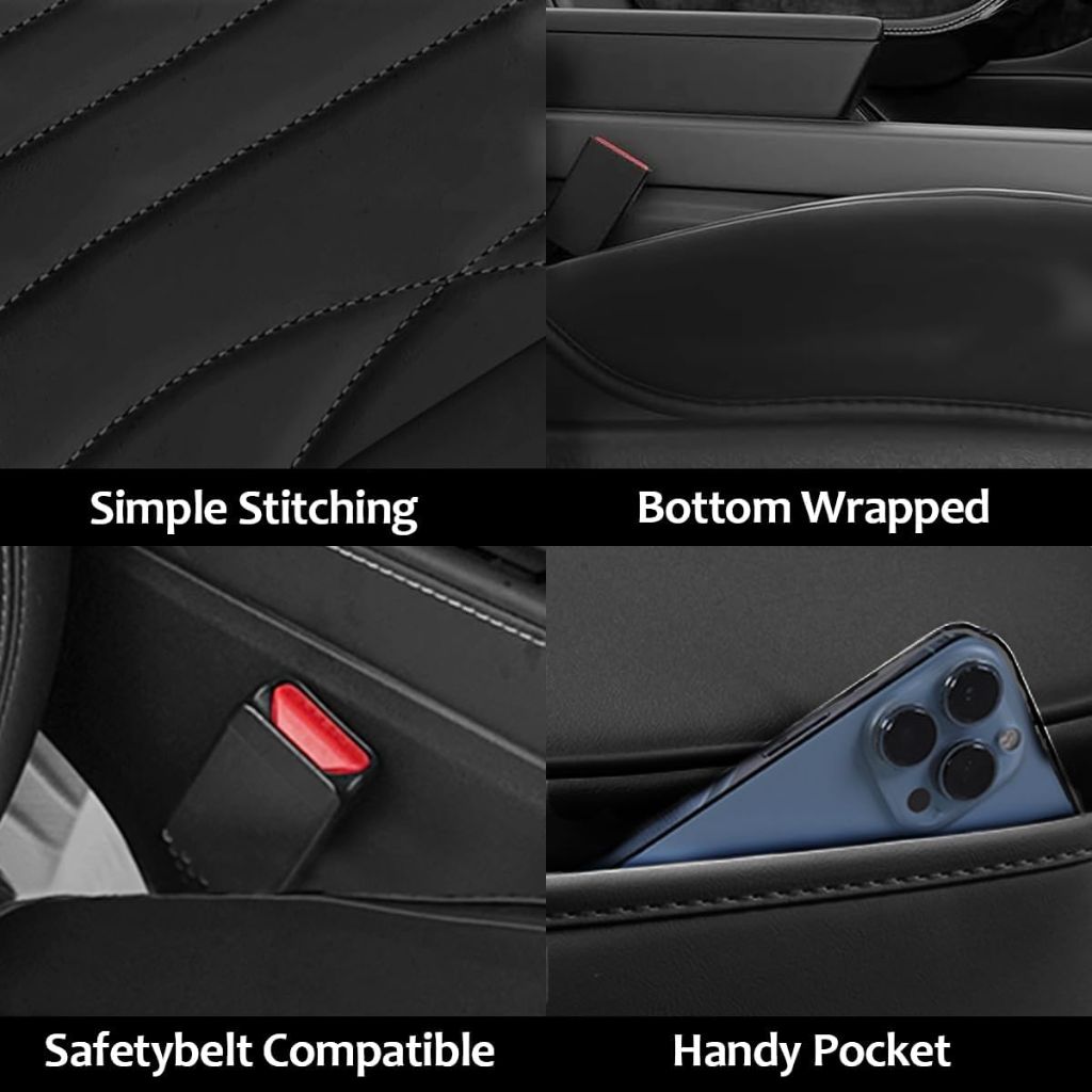 TTMiku 2-Pack Black Fit Tesla Model 3/Y Seat Covers, Luxury Nappa Leather