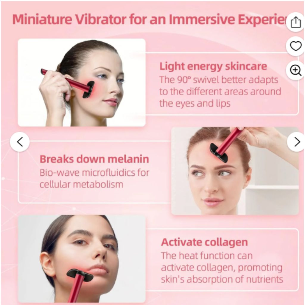Red Light Therapy Wand for Face: 5-in-1 LED Light Skincare Wand for Rejuvenation - Face-Massager for Anti-Aging and Wrinkle Reduction -Red & Blue Beauty Device for Eyes, Neck & Face
