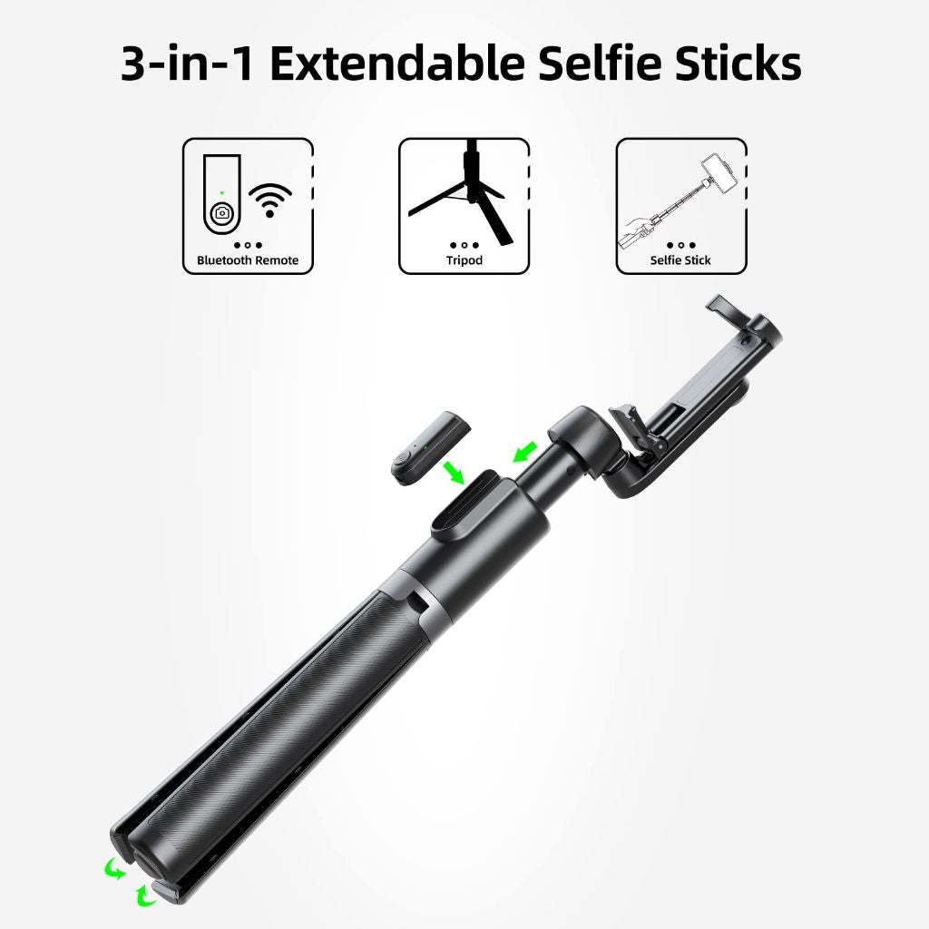Selfie Stick Tripod with Wireless Remote Cell Phone Stand for Recording with Wireless Remote