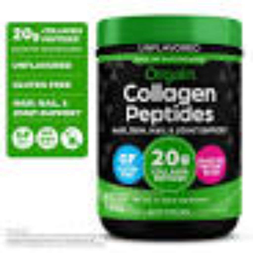 Orgain Grass-Fed Collagen Peptides Powder, Unflavored, 20g Collagen Peptides, Paleo Friendly, Gluten Free & Non-GMO, 16 Ounce