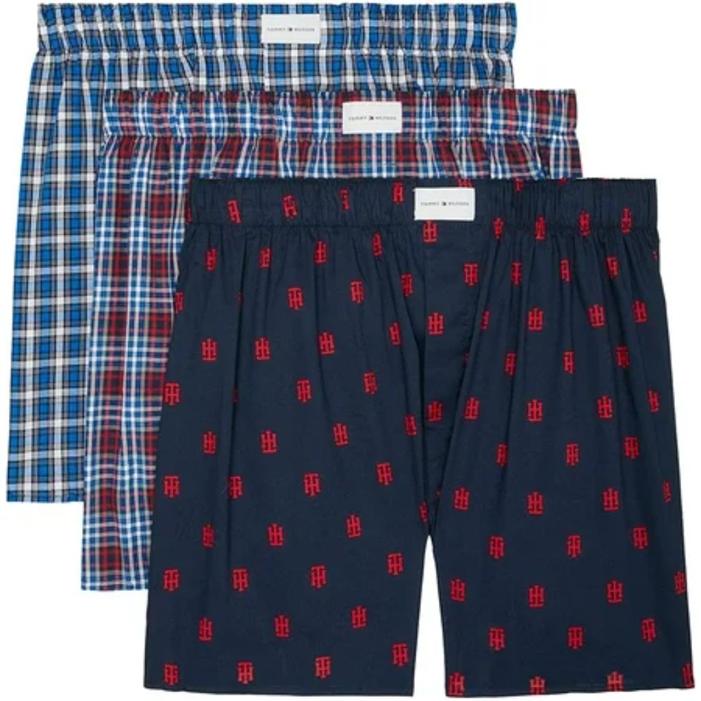 Tommy Hilfiger Men's 3-Pk. Classic Printed Cotton Poplin Boxers Size-XL