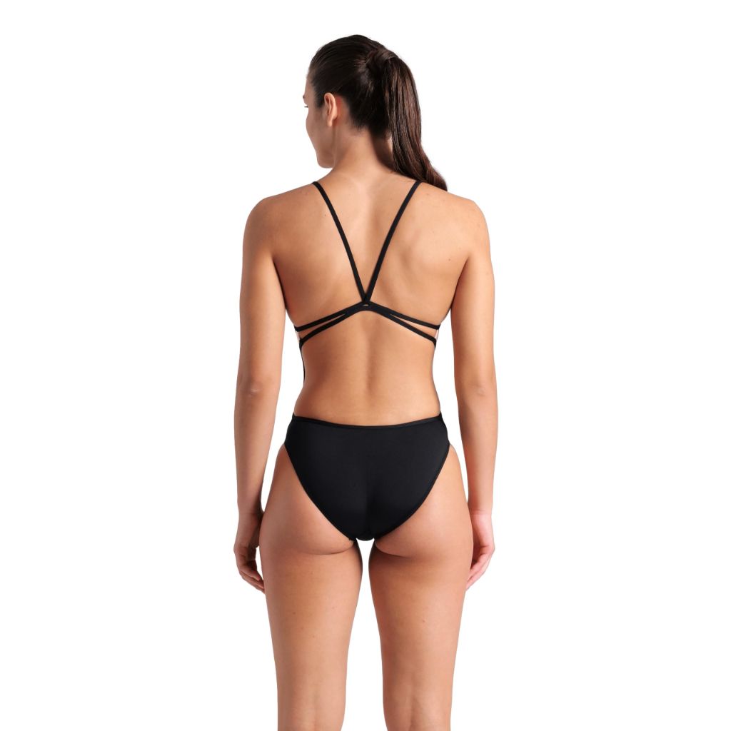 ARENA Women's Swimsuit Diamond Team Performance MaxLife Sports Suit, Lace Back, One Piece, Black/White, US Size 22