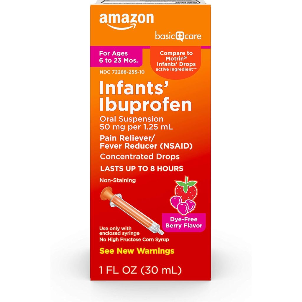 Amazon Basic Care Infants’ Ibuprofen Oral Suspension, 50 mg/1.25 mL - Berry Flavor, 1 fl. oz.