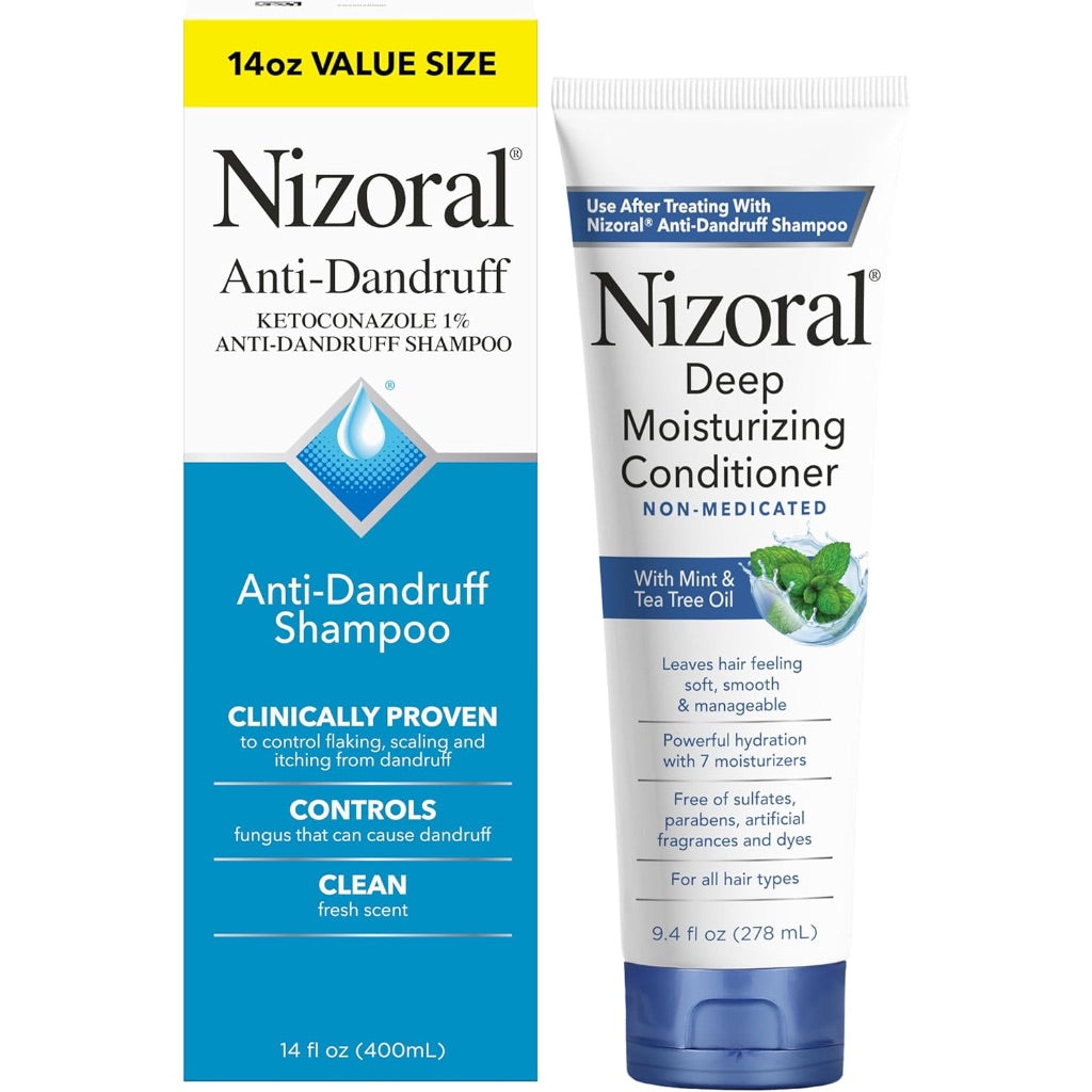 Nizoral Anti-Dandruff Shampoo, 14 Oz + Deep Moisturizing Conditioner, 9.4 Oz Bundle