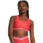 Under Armour Womens Crossback Mid Impact Sports Bra, (814) Red Solstice/Red Solstice/White, X-Small