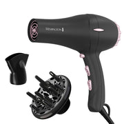 Remington Pro Pearl Soft Touch Professional Ceramic Hair Dryer with Concentrator and Diffuser  Ionic  1875 Watts  Black