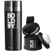 Boldify Hairline Powder + Hair Fiber Bundle for Thinning Hair, Root Cover Up (Black)