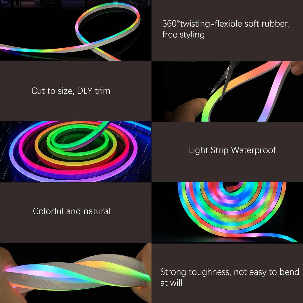 LED Neon Rope Lights, 32.8 FT RGB LED Strip Lights Smart App