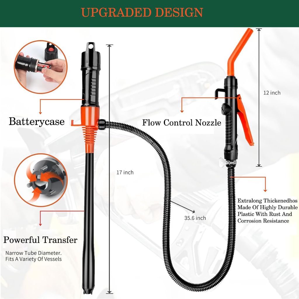 Portable Power Battery Pump, Battery Powered Siphon Fuel Transfer Pump