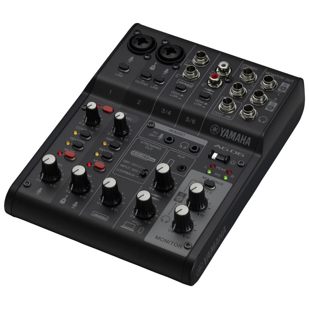Yamaha AG06MK2 6-Channel Live Streaming Mixer with USB Interface, Black