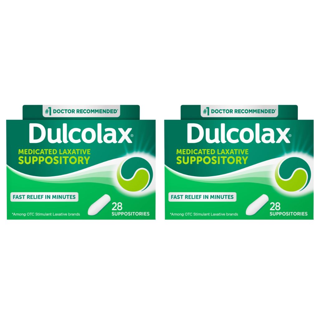 Dulcolax Stimulant Laxative Medicated Suppositories, 10 mg, 28 Count, 2 pk