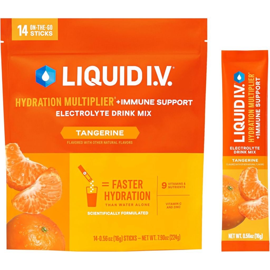 Liquid I.V. Hydration Multiplier +Immune Support Electrolyte Powder Sticks - Tangerine, 14ct.