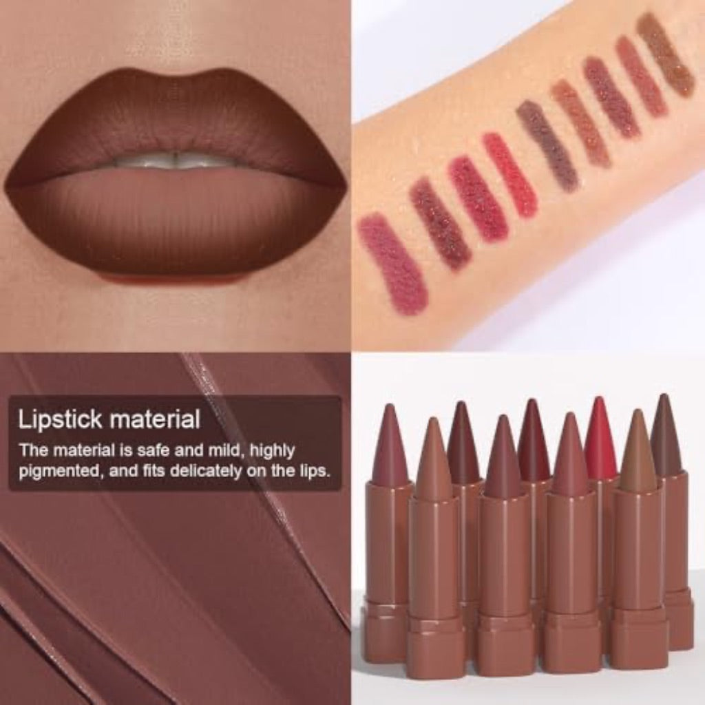 Matte Lip Crayon Lip Liner and Lipstick Combo Sets, Maroon Gradient Matte Lip Bar Lipstick And Lip Liner Set, Contour Gradual Ombre Effect Lip Pencil For Old Women,Long Lasting Waterproof Smudge Proof