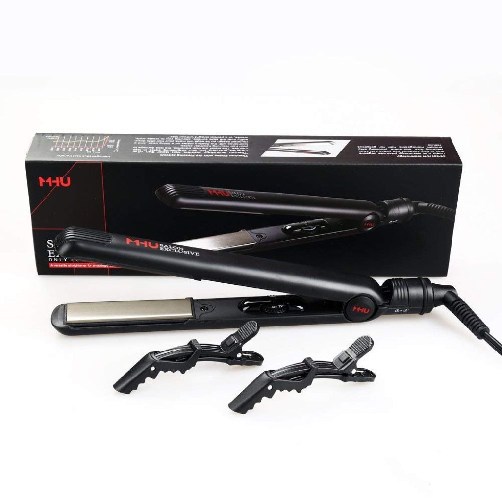 Professional Negative Ion Ceramic Flat Iron, 1" Titanium Plates, Adj. Temp - Black