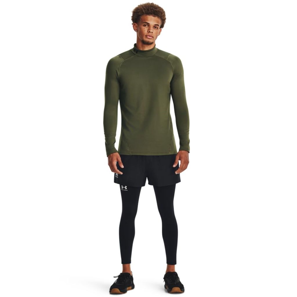 Under Armour Men's ColdGear Armour Fitted Mock, (390) Marine OD Green / / Black, Medium