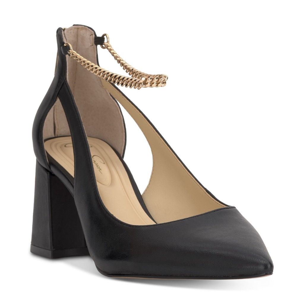 Jessica Simpson Women's Sylan Chain-Strap Cutout Pumps, Size 5.5M - Black (Defected Box)