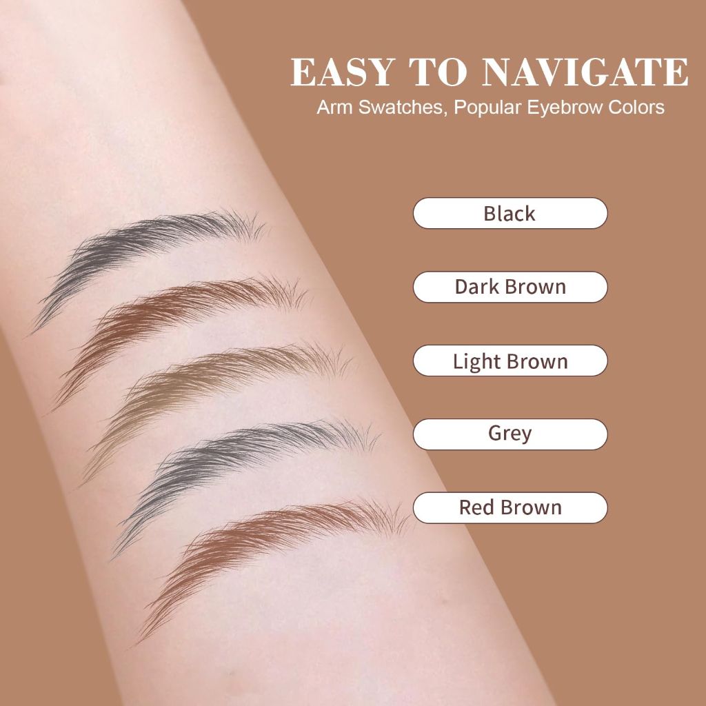 Microblading Eyebrow Pen, Eyebrow Pencil with Premium 4-Prong Micro-Fork Tip Applicator (Dark Brown)