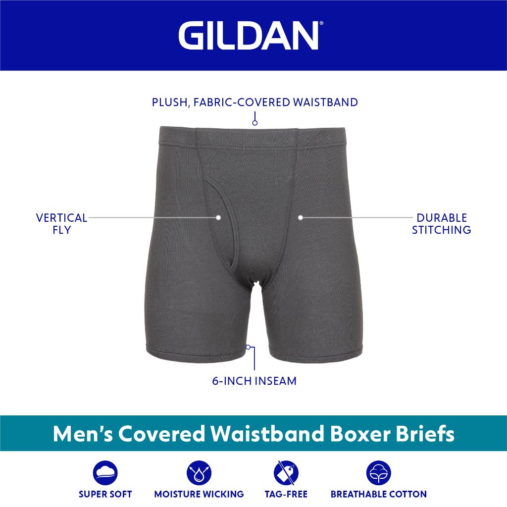 Gildan Men's Underwear Covered Waistband Boxer Briefs, Multicolor (10pk) - size XL