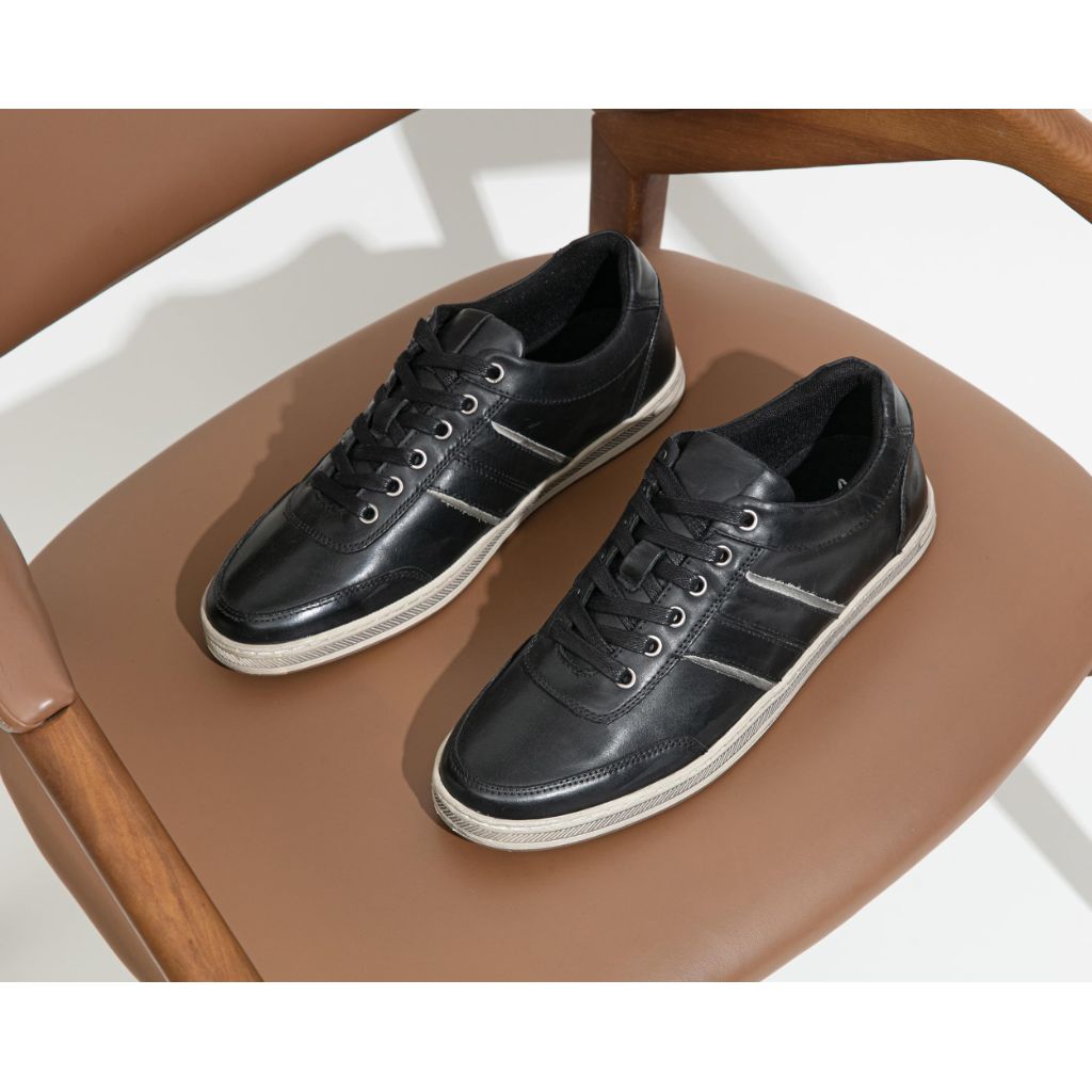 Jousen Men's Fashion Sneakers Retro Dress Business Shoes Comfortable Leather Casual Shoes for Men (AMY5121 Black 10)
