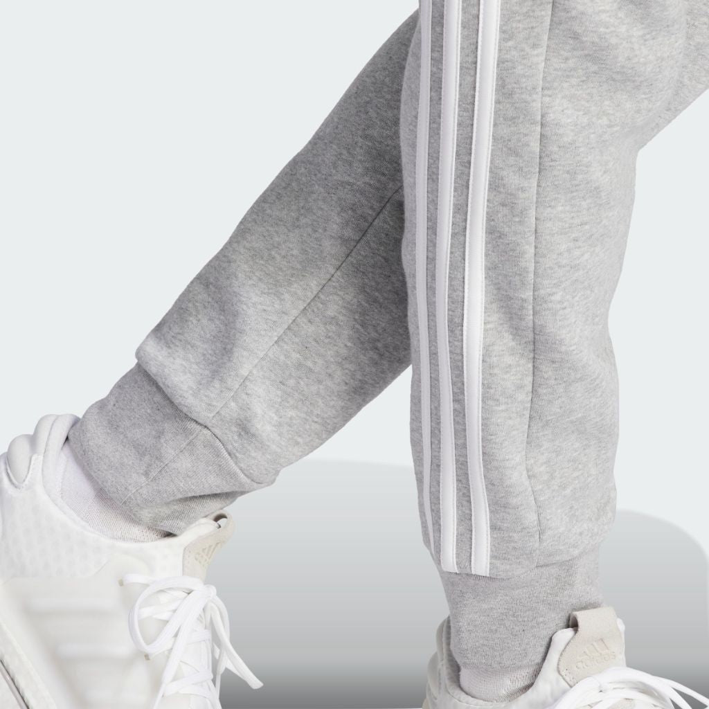 Adidas Mens Essentials Fleece 3-Stripes Tapered Cuffed Pants, Medium Grey Heather, 4X-Large, Tall 3 Inches