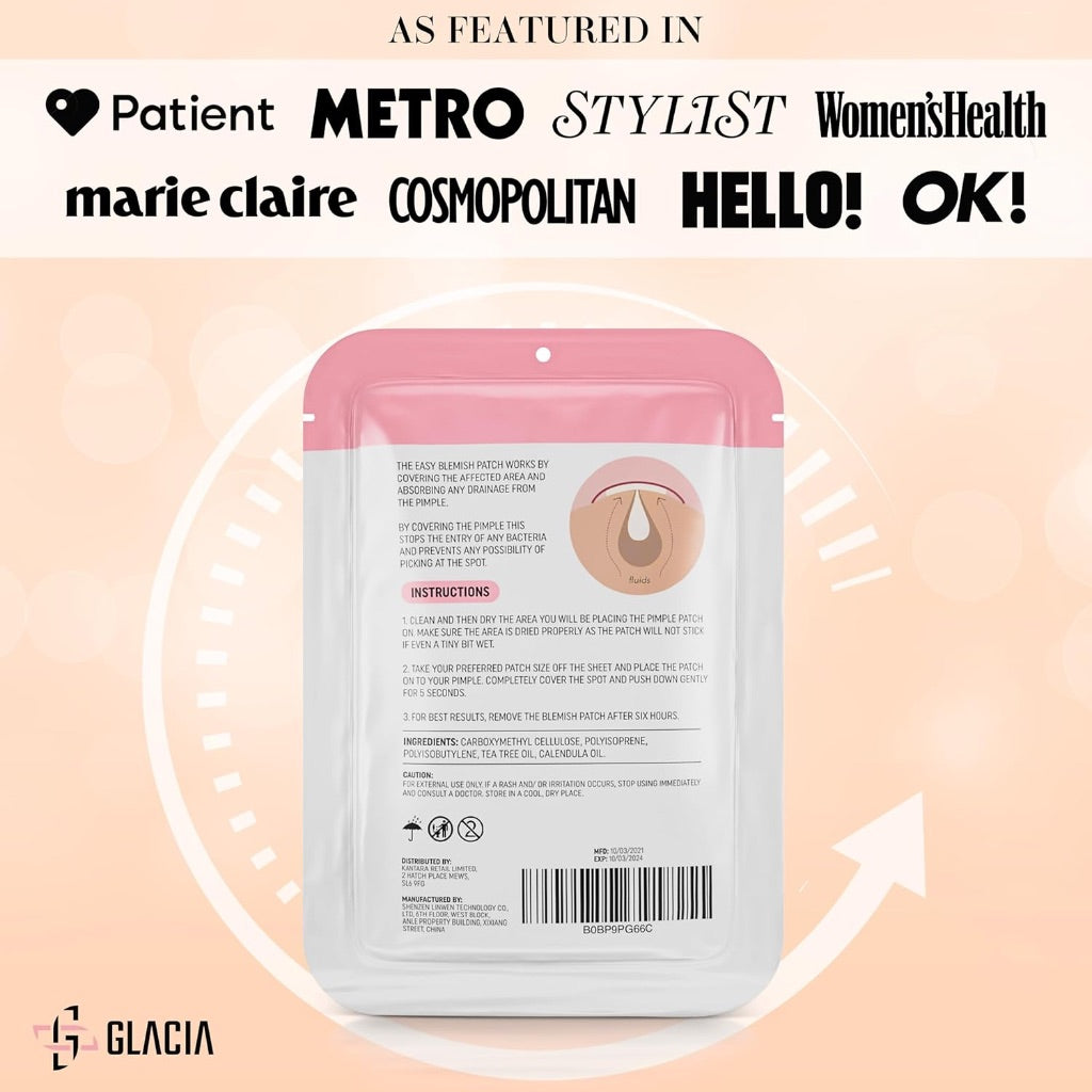 Glacia Pimple Patches 72 Pack of Hydrocolloid Skin Patches for All Skin Types – Gentle and Natural Patches for Clear and Smooth Skin