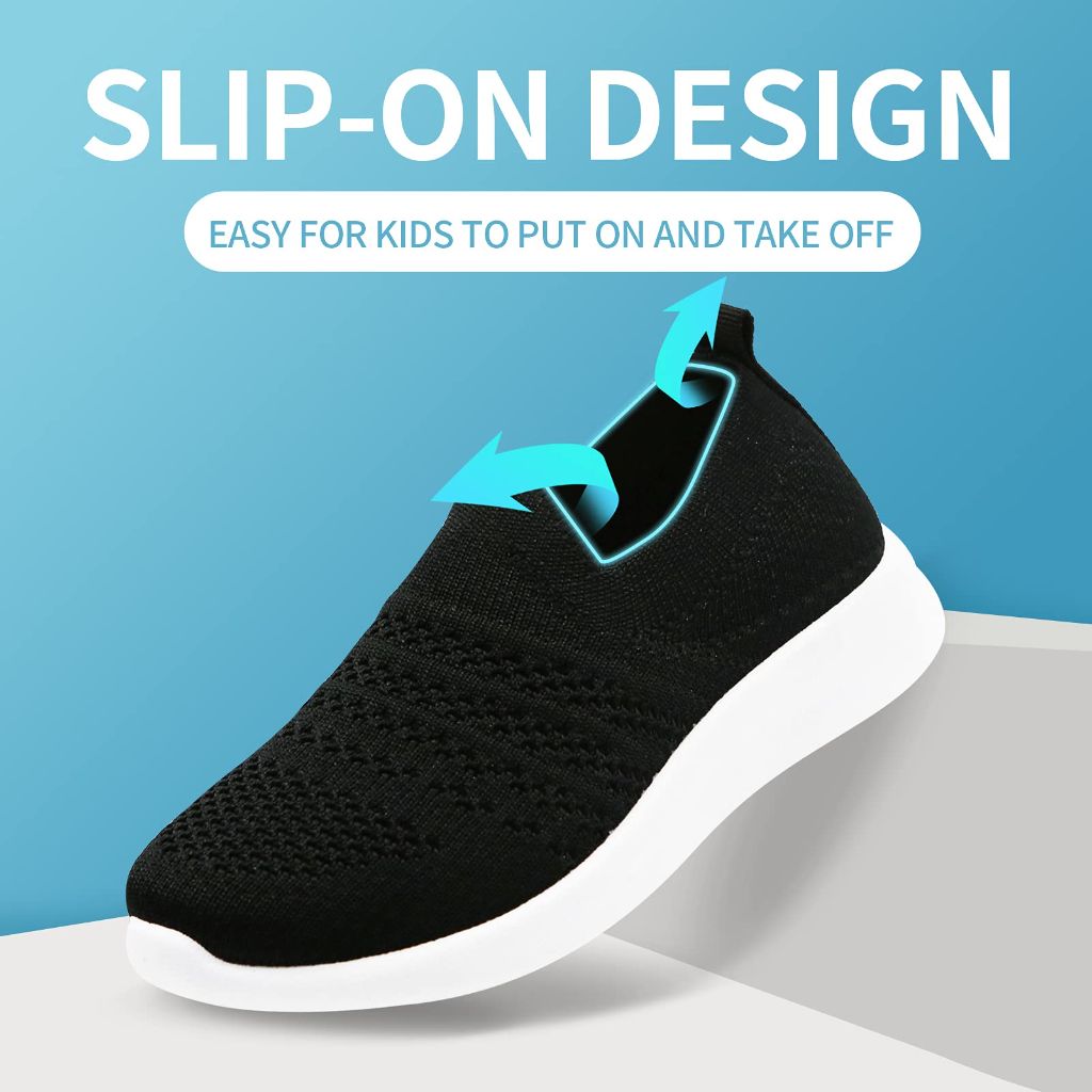SZ 26T, Apawwa Boys Girls Sneakers Kids Slip On Shoes Breathable