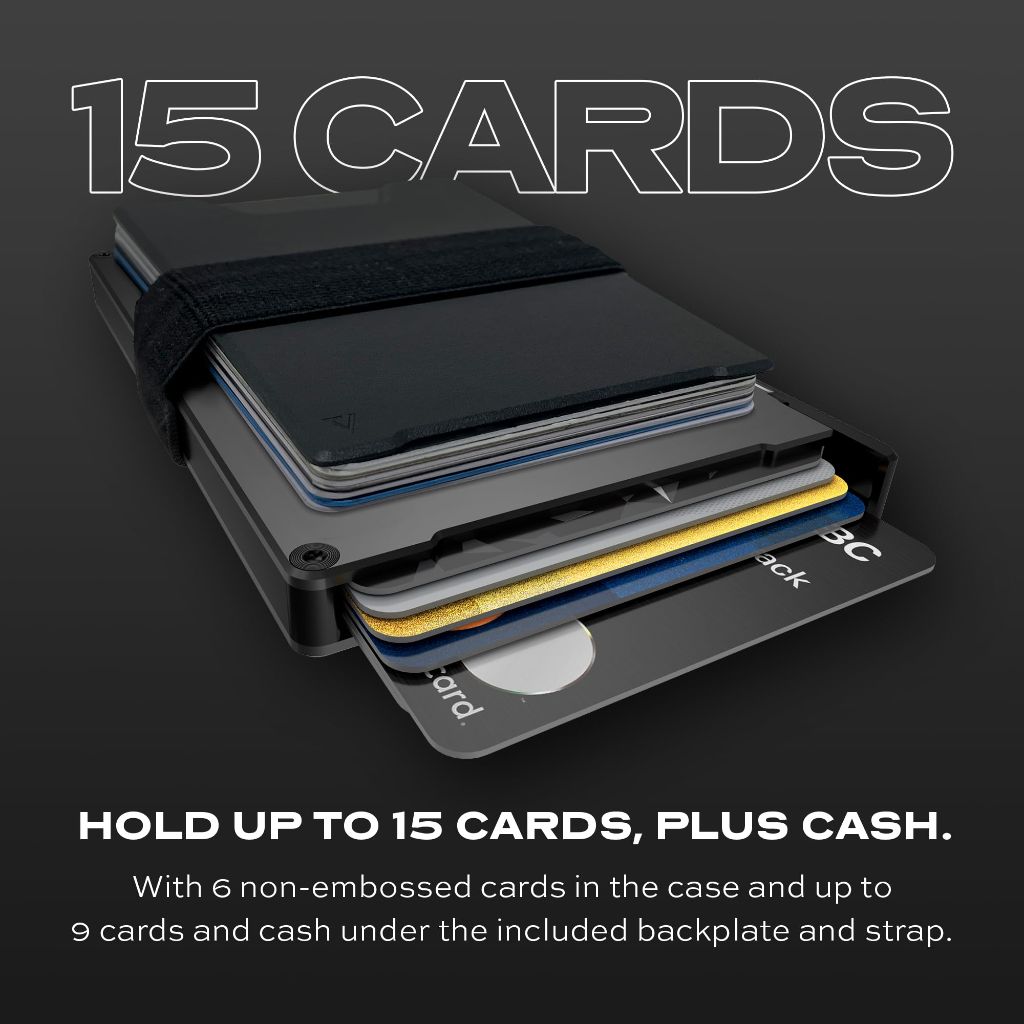 Statik Pop Up Wallet for Men - Push Button For Card Access Minimalist Slim RFID Blocking Card Holder, Black Aluminum