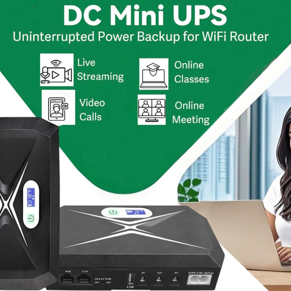 Mini UPS for WiFi Router/Modem/Set top Box Devices. 10400mAh Battery