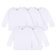 Gerber Baby Toddler 5-Pack Solid Long Sleeve T-Shirts Jersey 160 GSM, White, 2T